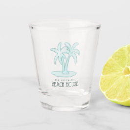 Vaso De Chupito Beach House Palm Trees Aqua Blue ID623