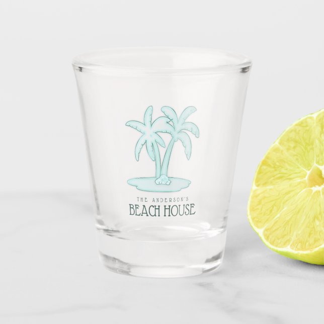 Vaso De Chupito Beach House Palm Trees Aqua Blue ID623 (Anverso)