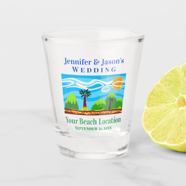 Vaso De Chupito Beach Tropical Destination Wedding Favor (Anverso)