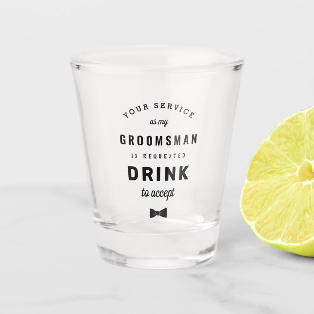 Vaso De Chupito Beba para aceptar la propuesta de Groomsman (Anverso)