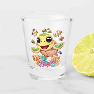 Vaso De Chupito Bebé de tortuga marina feliz y con carácter