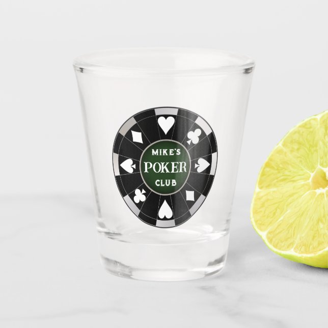 Vaso De Chupito Beber de vidrio de disparo de Chip Club de Poker (Anverso)