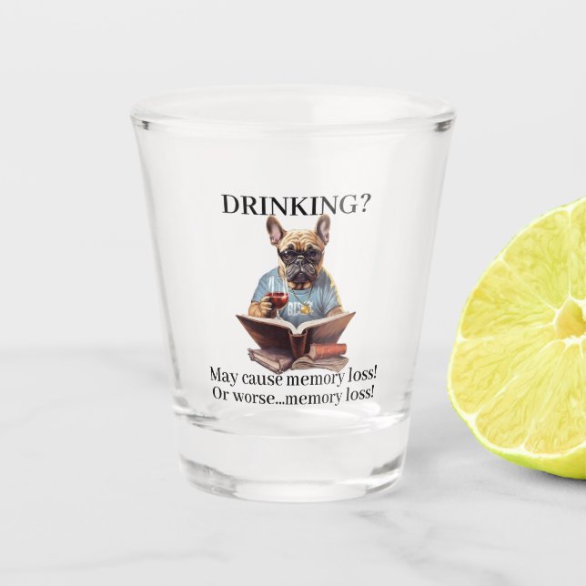 Vaso De Chupito Beber leyendo francés puede causar pérdida de memo (Anverso)