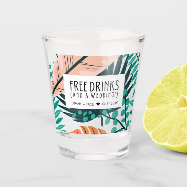 Vaso De Chupito Bebidas gratis divertidas y un favor de boda (Anverso)