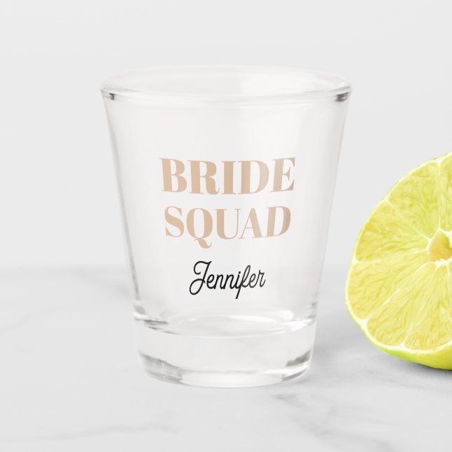 Vaso De Chupito Beige Wedding Bride Squad Personalized (Anverso)