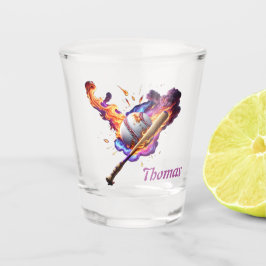 Vaso De Chupito Béisbol en llamas.