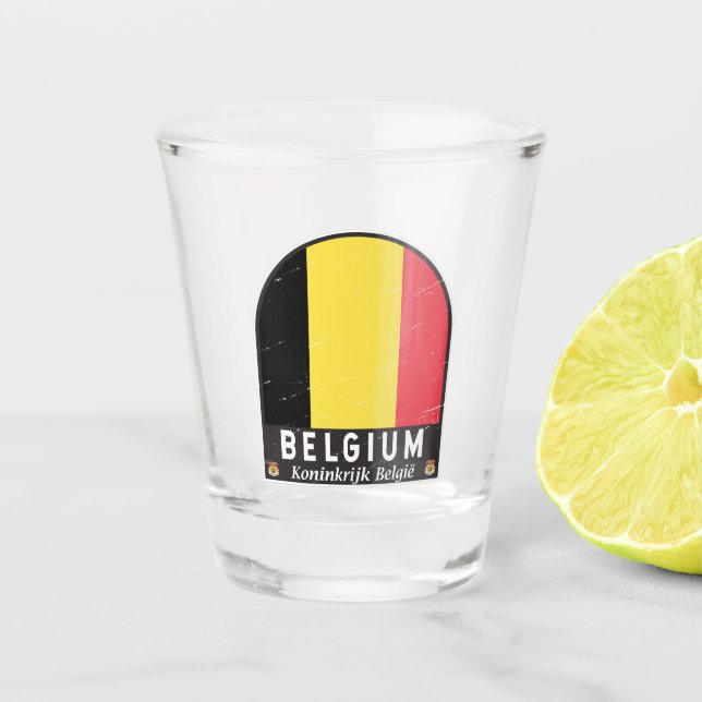Vaso De Chupito Belga Bandera Emblem Molestias Vintage (Anverso)