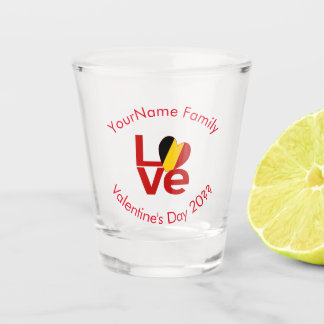 Vaso De Chupito Belgium Red LOVE Flag Personalized 