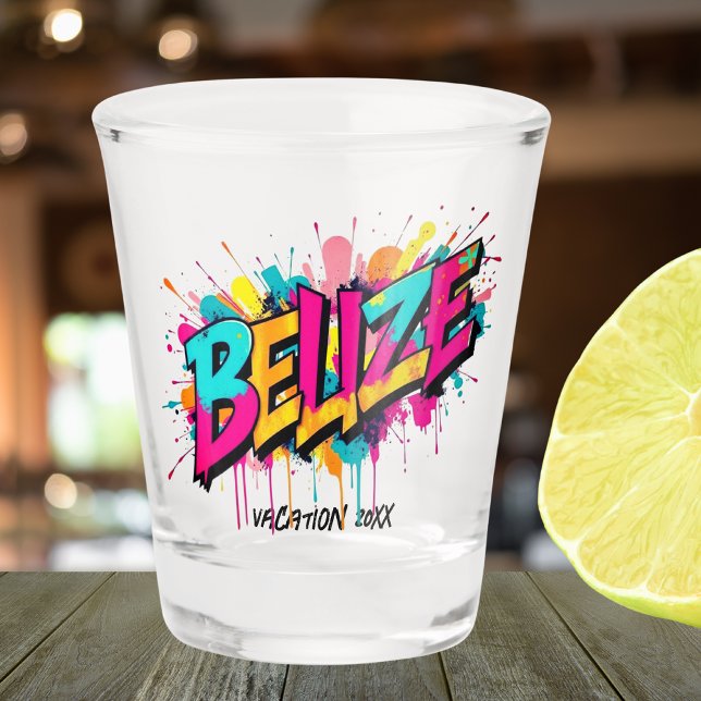 Vaso De Chupito Belice graffiti estilo vacaciones de viaje (Subido por el creador)