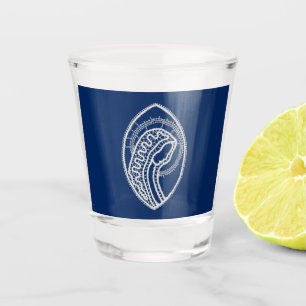 Vaso De Chupito Bendita Virgen María, encaje blanco, azul marino