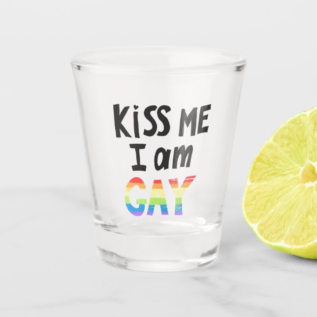 Vaso De Chupito Bésame, soy gay (Anverso)
