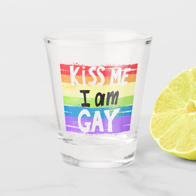 Vaso De Chupito Bésame, soy gay (Anverso)