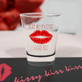 Vaso De Chupito Beso de pintalabios rojos Querido novio: Glass de 