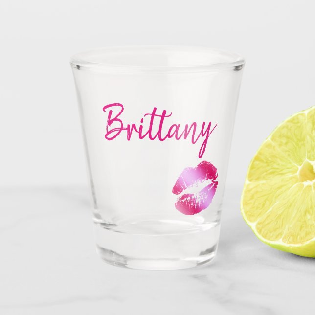 Vaso De Chupito Besos de glam rosado (Anverso)