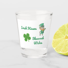 Vaso De Chupito Besos irlandeses, deseos de Shamrock en una