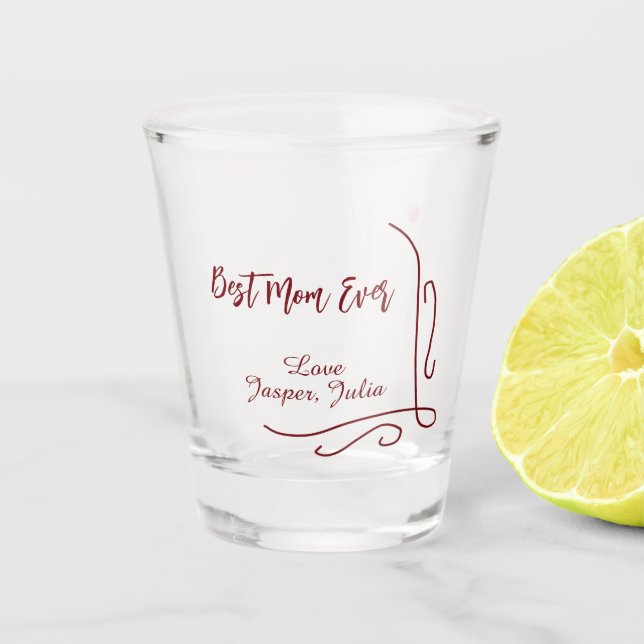 Vaso De Chupito Best mom ever red love Spanish border stylish  (Anverso)