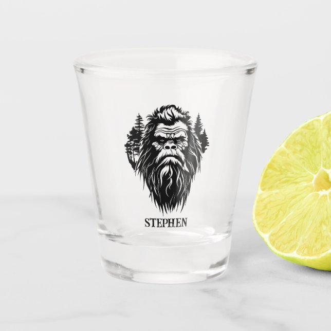 Vaso De Chupito Bigfoot Sasquatch Rústico Nombre Personalizado (Anverso)
