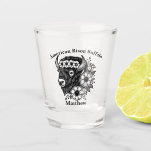 Vaso De Chupito Bison de oro adornado con flores y follaje