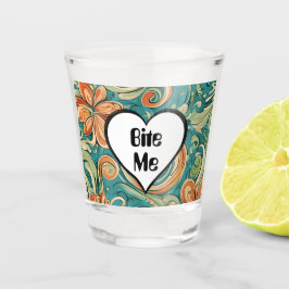 Vaso De Chupito Bite Me Funny Heart Swirly Retro Design
