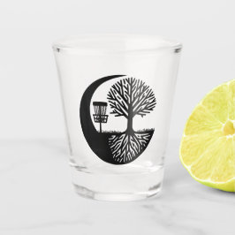 Vaso De Chupito Black and White Disc Golf Silhouette