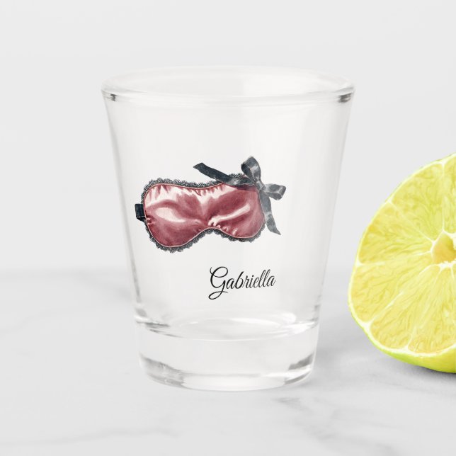 Vaso De Chupito Black Lace Burgundy Mask Bow (Anverso)