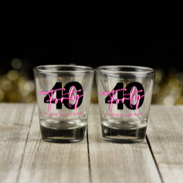 Vaso De Chupito Black Neon Pink 40th Birthday Shot Glass