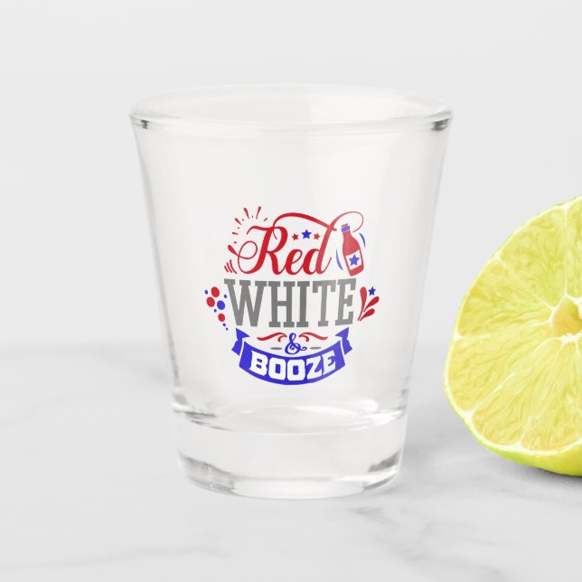 Vaso De Chupito Blanco Rojo y Booze (Anverso)
