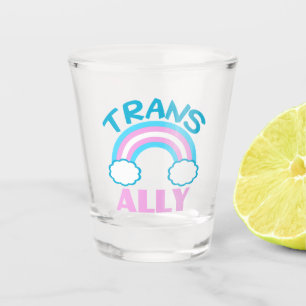 Vaso De Chupito Blanco rosa azul arcoiris transgénero azul aliado