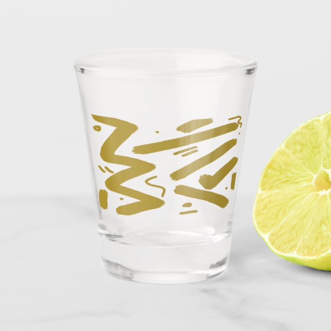 Vaso De Chupito Blanco tribal y oro (Anverso)