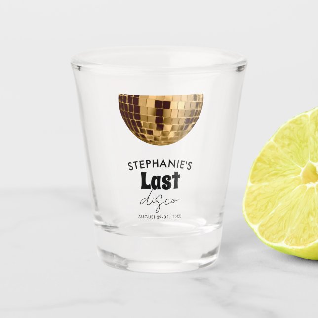 Vaso De Chupito Blanco y negro con oro última soltera de la discot (Anverso)