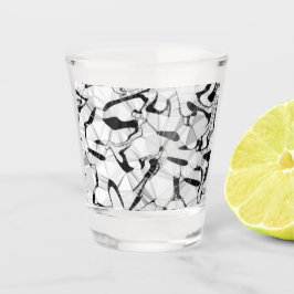 Vaso De Chupito Blanco y negro en movimiento vidrio caliente