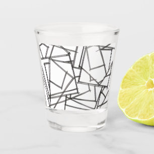 Vaso De Chupito Blanco y negro geométrico-moderno minimalista