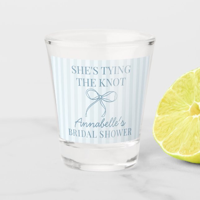 Vaso De Chupito Blue Coquette Bow Pastel Knot Bridal Shower Favor (Anverso)