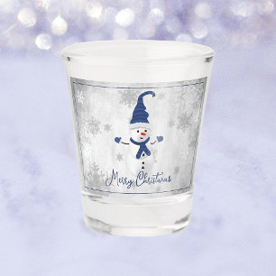 Vaso De Chupito Blue Cute Snowman Holiday Shot glass