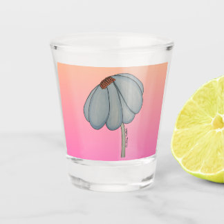 Vaso De Chupito Blue flower with pink background