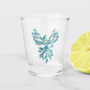 Vaso De Chupito Blue Phoenix Rising en Blanco