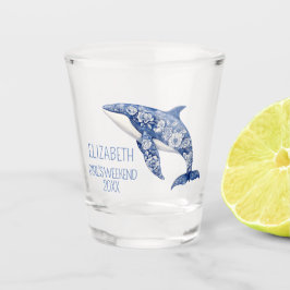 Vaso De Chupito Blue Toile Floral Beach Dolphin Personalizado