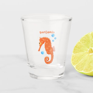 Vaso De Chupito Bóbulas de caballito de mar naranja personalizado 