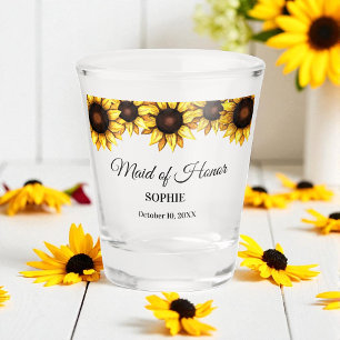 Vaso De Chupito Boda blanco amarillo Flor de girasol
