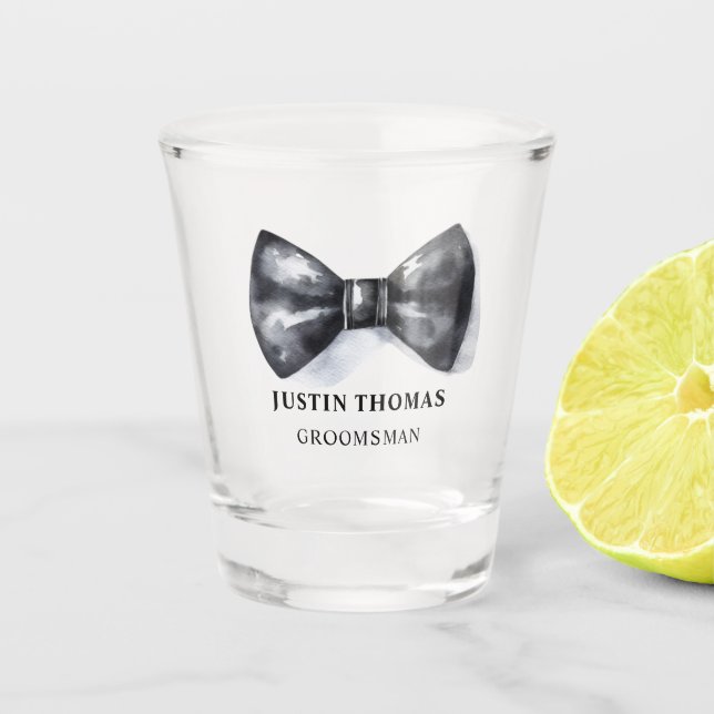 Vaso De Chupito Boda Bowtie Fiesta Groomsman Regalo (Anverso)