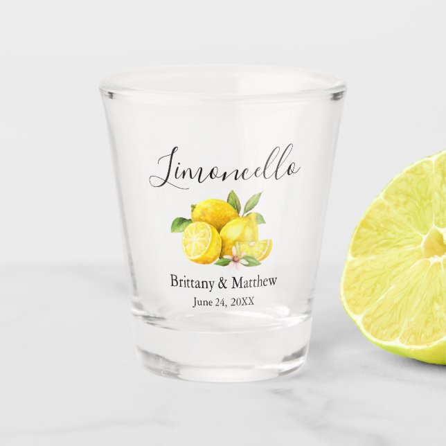 Vaso De Chupito Boda Calligraphy Limoncello Watercolor Lemons