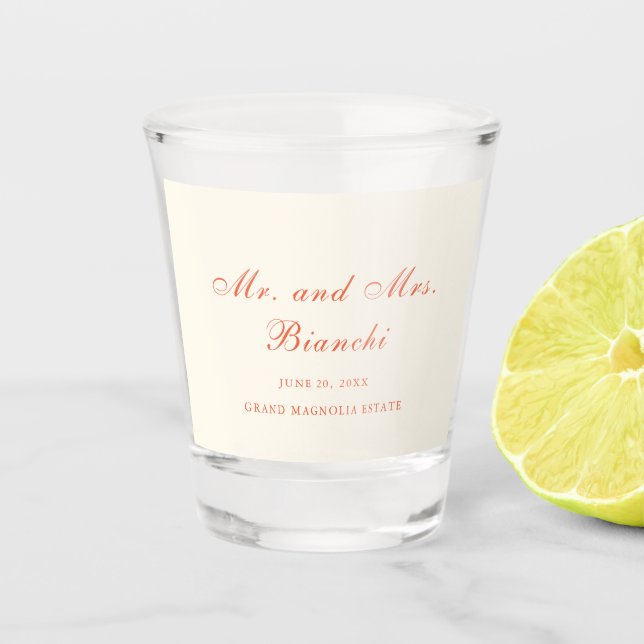 Vaso De Chupito Boda clásica moderna de terracota elegante (Anverso)