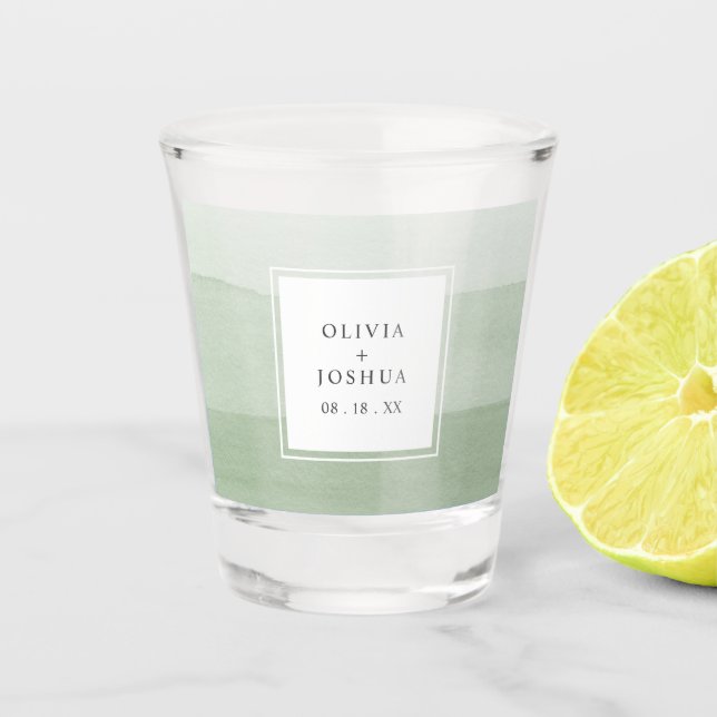 Vaso De Chupito Boda con Acuarela Verde (Anverso)