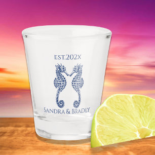 Vaso De Chupito Boda costera náutica a favor de Seahorse