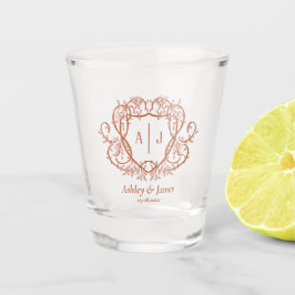 Vaso De Chupito Boda Cresta Monograma Terracota Rosa Trepadora