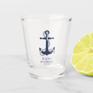 Vaso De Chupito Boda de anclaje de onda azul ID836