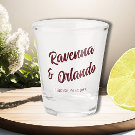 Vaso De Chupito Boda de Burgundy Retro con Franjas de Melocotón Di