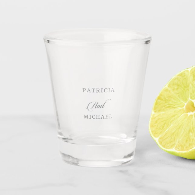 Vaso De Chupito Boda de caligrafía clásica chic (Anverso)