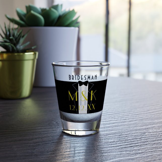 Vaso De Chupito Boda De Gatsby Tuxedo Bridesman Disparado De Vidri (Subido por el creador)