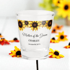 Vaso De Chupito Boda de girasol madre Amarillo Blanco
